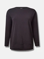 Cozy Fleece Drop Shoulder Step Hem Sweatshirt