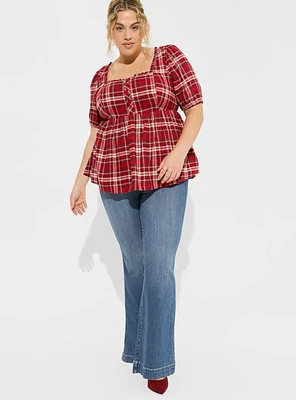 Babydoll Softest Flannel Puff Short Sleeve Top