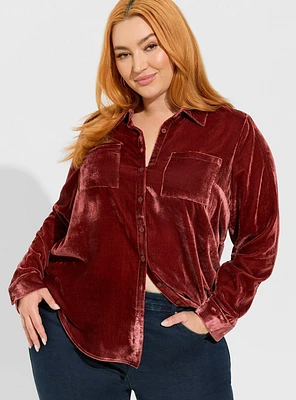 Madison Velvet Button Up Long Sleeve Shirt