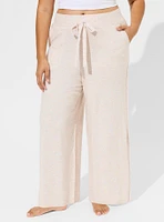 Cable Knit Trim Wide Leg Lounge Pant