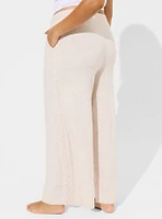 Cable Knit Trim Wide Leg Lounge Pant