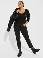 Candy Cane Classic Fit Waffle Snap Front Long Sleeve Tee