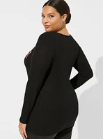 Candy Cane Classic Fit Waffle Snap Front Long Sleeve Tee