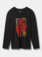 Flourish Relax Fit Cotton Crew Neck Drop Long Sleeve Tee