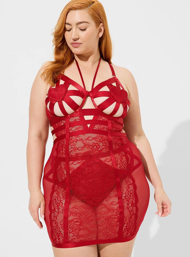 Strappy Heart Open Cup Chemise