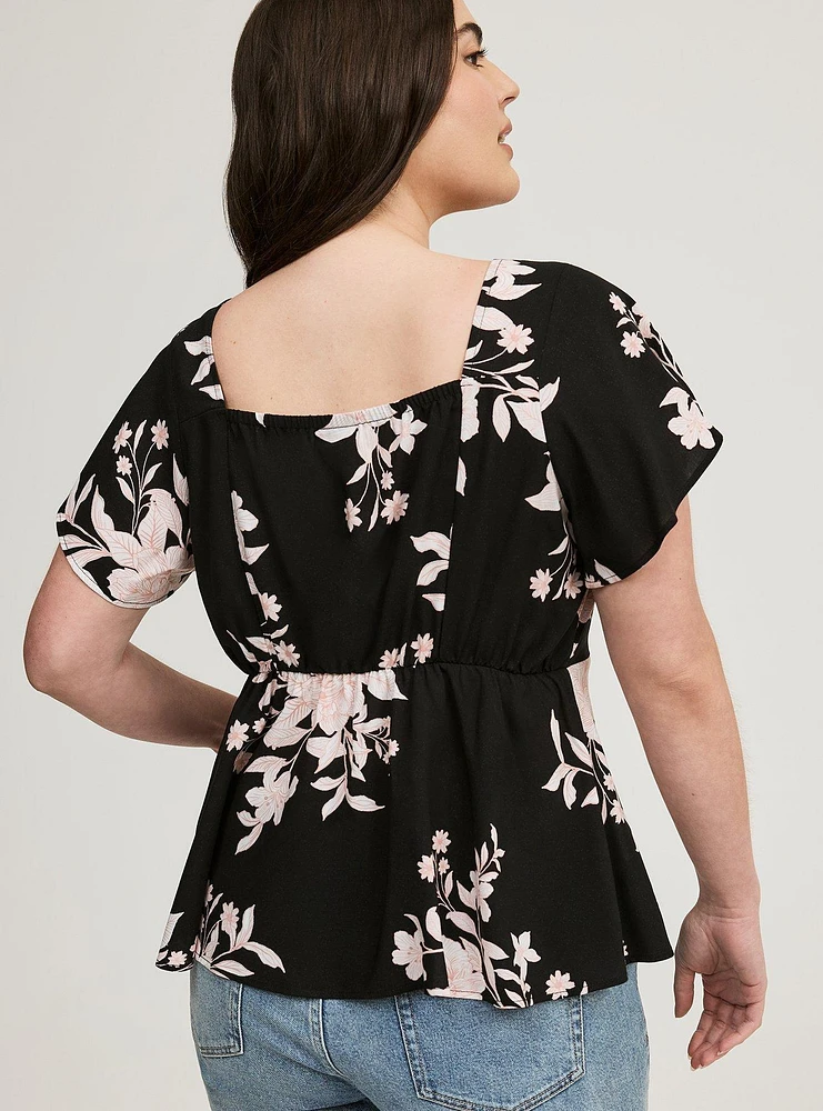 Challis Peplum Sweetheart Top