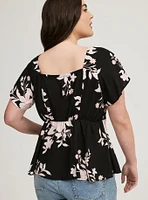 Challis Peplum Sweetheart Top