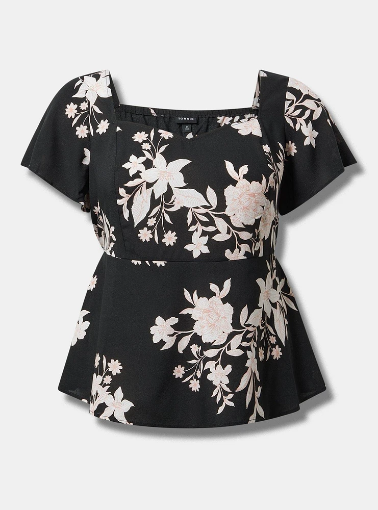 Challis Peplum Sweetheart Top