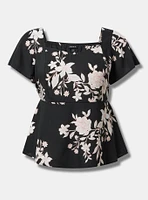 Challis Peplum Sweetheart Top