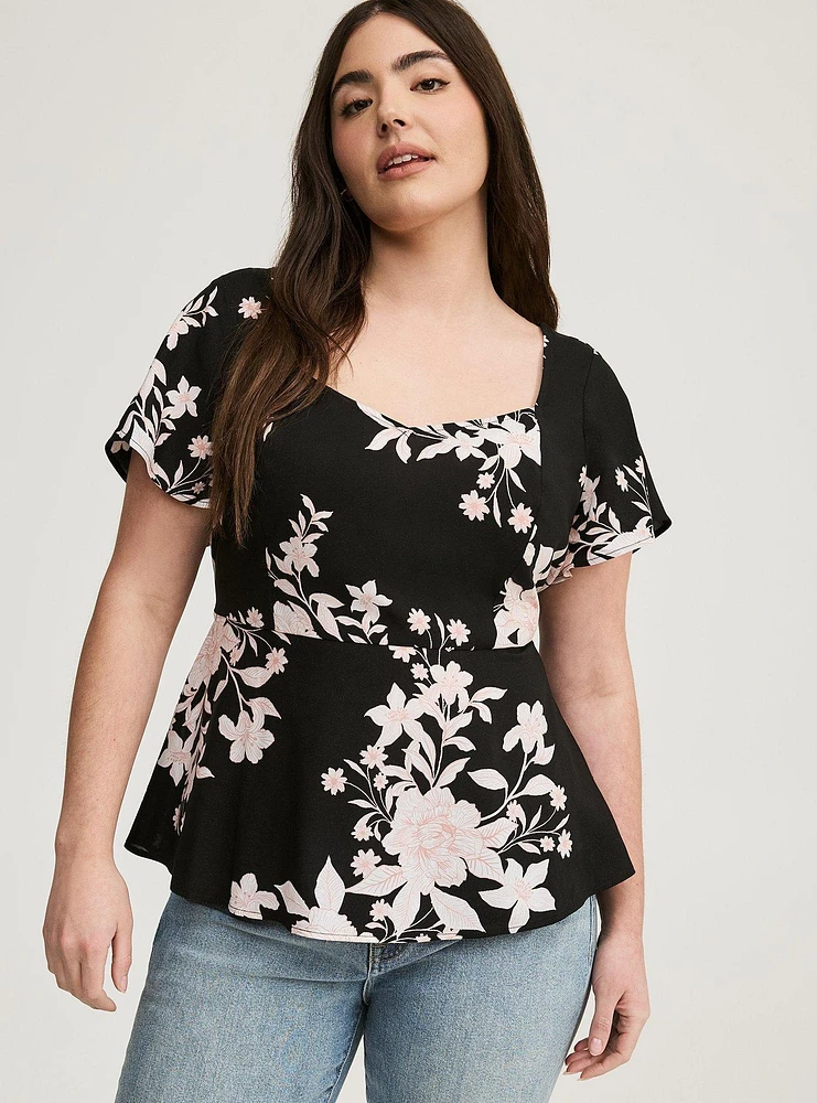 Challis Peplum Sweetheart Top