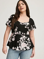 Challis Peplum Sweetheart Top