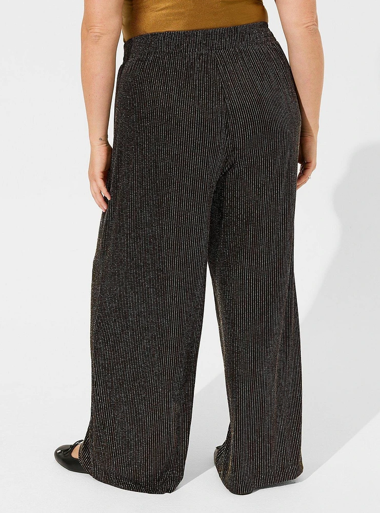 Pull On Wide Leg Stretch Lurex High Rise Pant