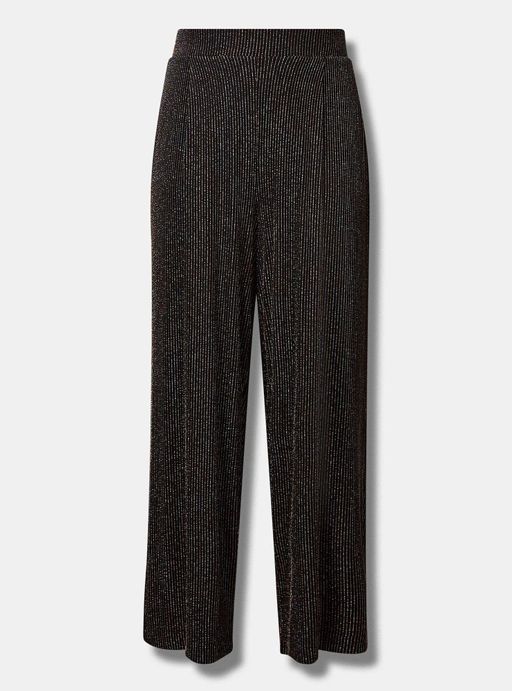 Pull On Wide Leg Stretch Lurex High Rise Pant