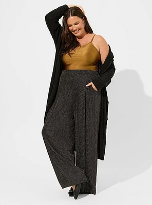 Pull On Wide Leg Stretch Lurex High Rise Pant