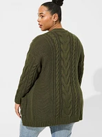 Cable Boyfriend Cardigan V-Neck Sweater