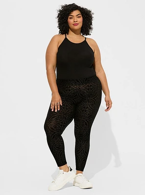 Full Length Signature Waist Velvet Burnout Legging