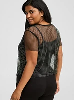 Bedazzled Mesh Boxy Crop Top