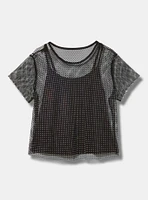 Bedazzled Mesh Boxy Crop Top