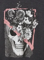 Floral Skull Classic Fit Super Soft Slub Long Sleeve Tee