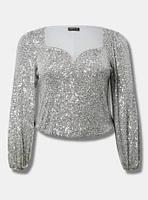 Long Sleeve Sequin Blouse