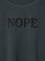 Nope Classic Fit Cotton Crew Neck Laser Cut Tee