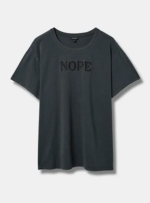 Nope Classic Fit Cotton Crew Neck Laser Cut Tee