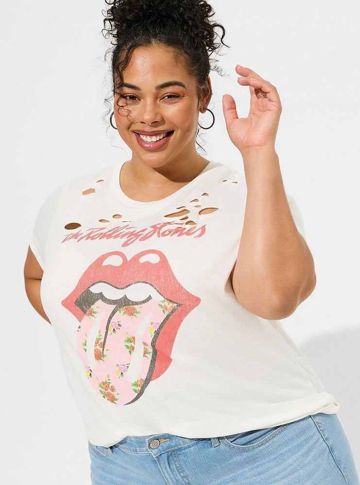 The Rolling Stones Relaxed Fit Cotton Destructed Tee