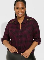 Brushed Acrylic Flannel Button Up Tunic