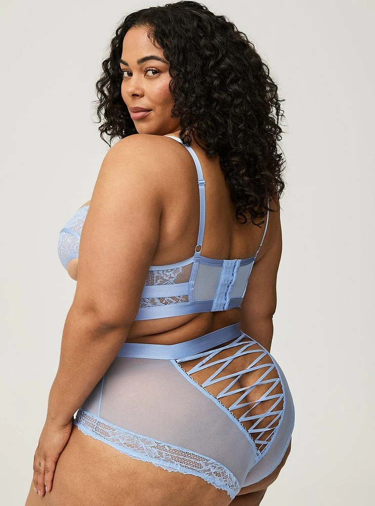 Retro Ribbon Lace Up High Waist Cheeky