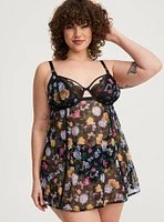 Printed Mesh Underwire Babydoll