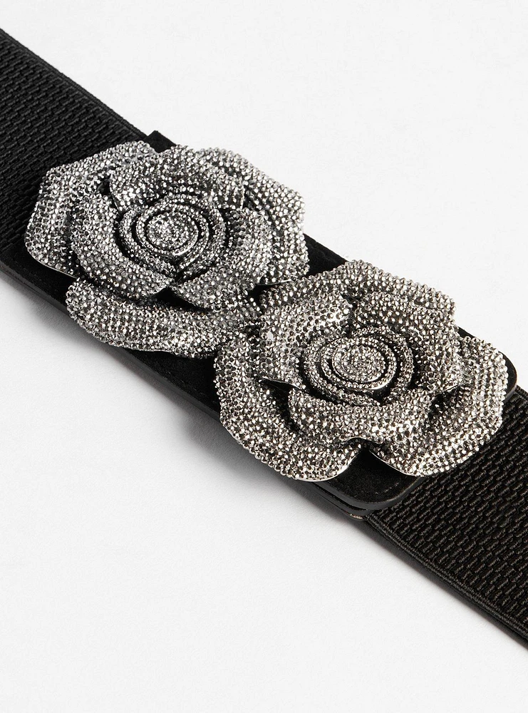 Glitter Rosette Stretch Waist Belt