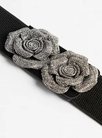 Glitter Rosette Stretch Waist Belt