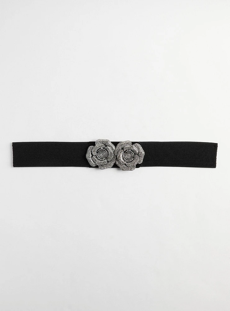 Glitter Rosette Stretch Waist Belt