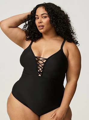 Wireless Plunge One-Piece Swimsuit