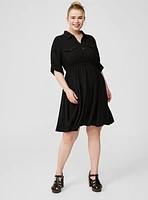 Mini Challis Waist Tie Shirt Dress