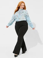 Chiffon Button Up Bishop Sleeve Blouse