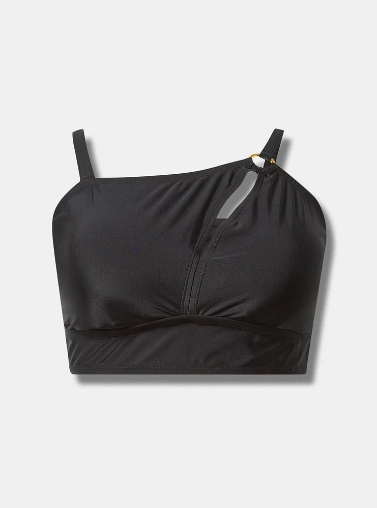 Wireless One Shoulder Cutout Bikini Top