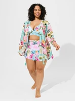 Crepe Shirttail Swim Coverup Kimono