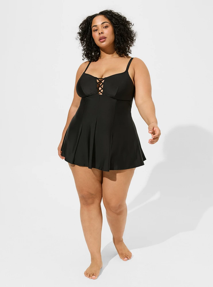 Strappy Lace-Up Swim Dress