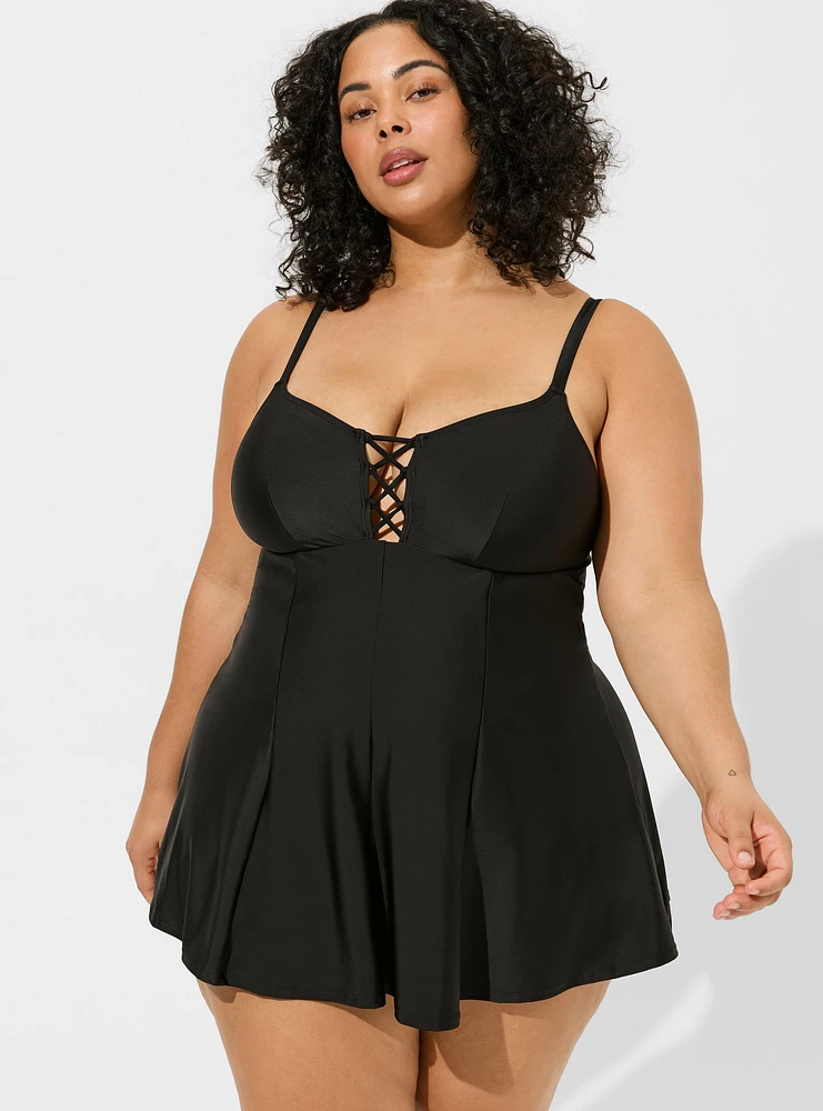 Strappy Lace-Up Swim Dress