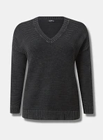 Pullover Drop Shoulder V-Neck Sweater