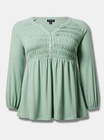 Smocked Henley Babydoll Top