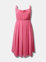 Maxi Chiffon Cowl Neck Pleated Dress