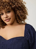 Babydoll Eyelet Challis Blouse