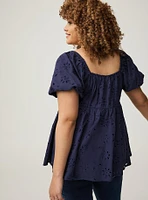 Babydoll Eyelet Challis Blouse