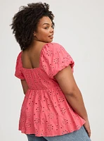 Babydoll Eyelet Challis Blouse