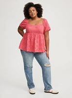 Babydoll Eyelet Challis Blouse