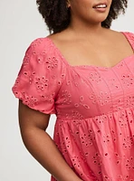 Babydoll Eyelet Challis Blouse