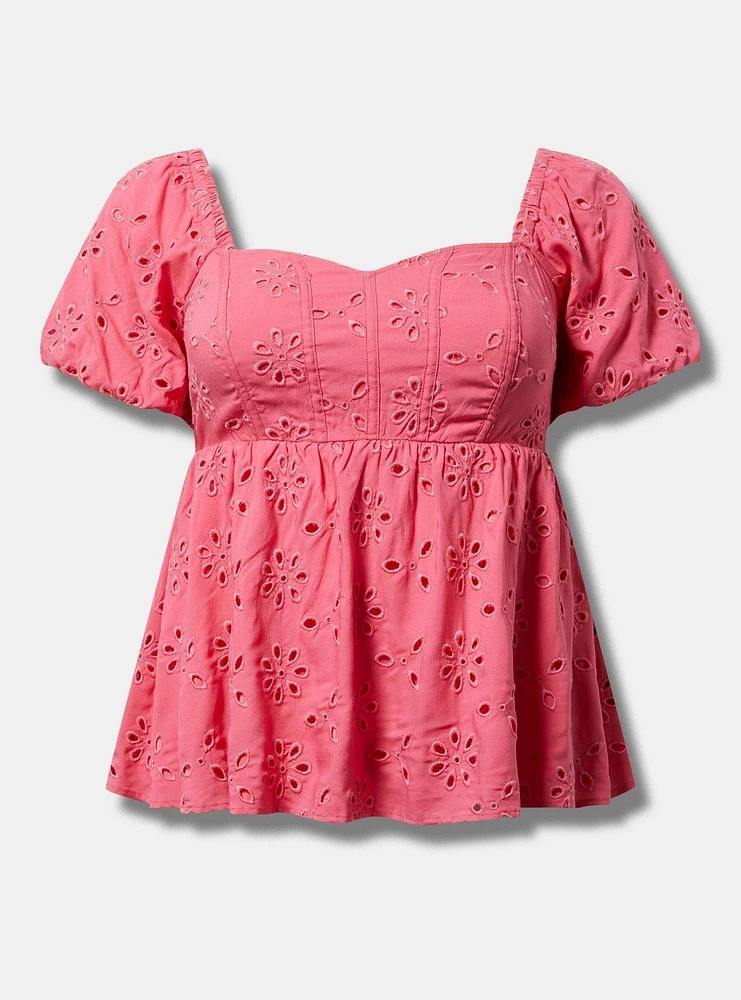 Babydoll Eyelet Challis Blouse