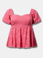 Babydoll Eyelet Challis Blouse